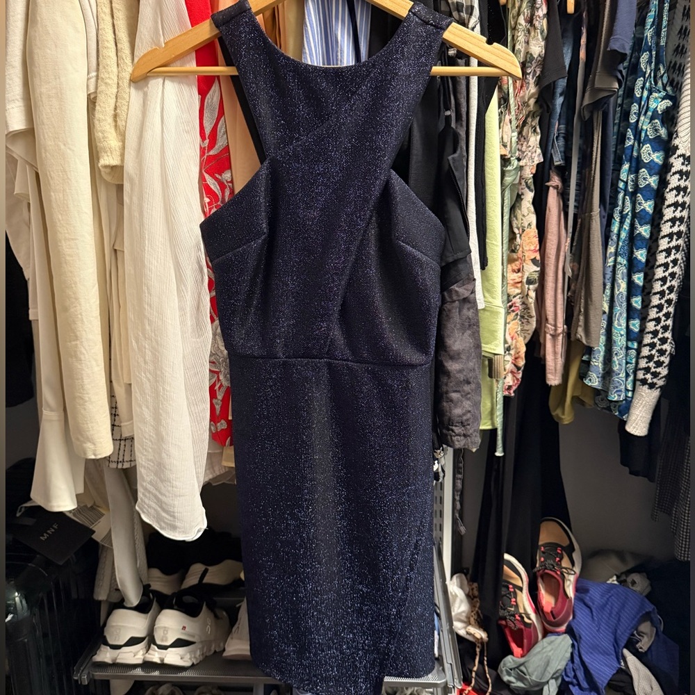 Topshop Sparkling Midnight Blue Backless Dress